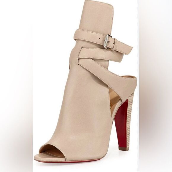 Christian Louboutin Hippik Nappa booties open toe heels...